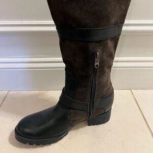 Karl Lagerfeld Dark Brown and Black Heeled Boots
